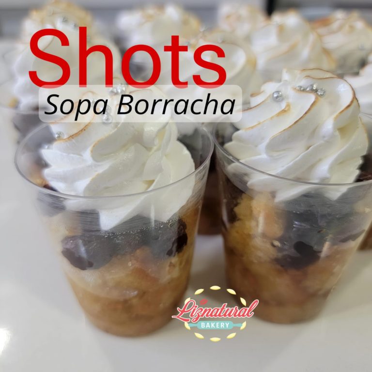 shots sopa Borracha, mini postres, Mini sopa Borracha, Sopa borracha